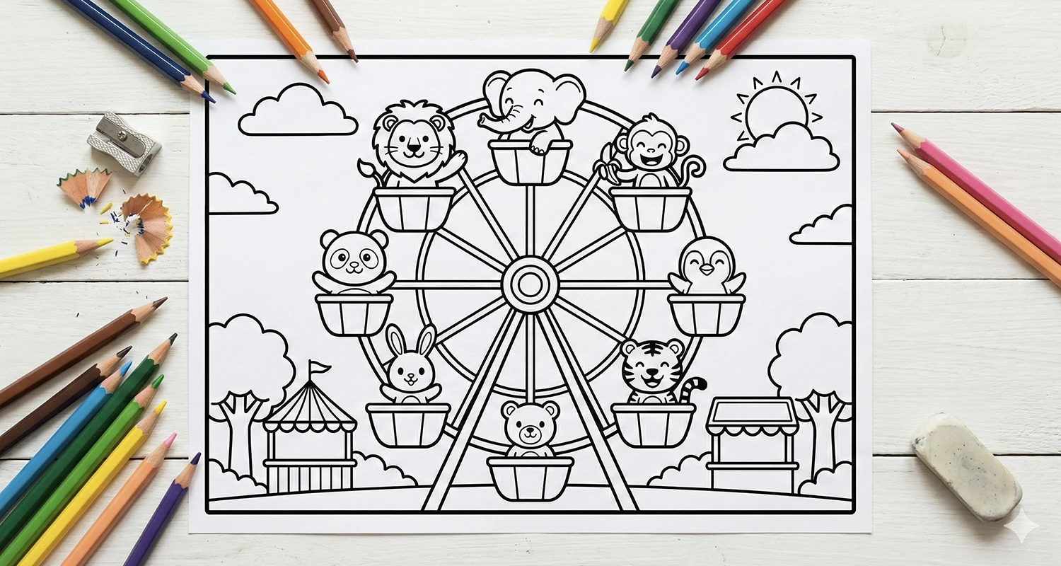 Roda-Gigante com Animais para Colorir