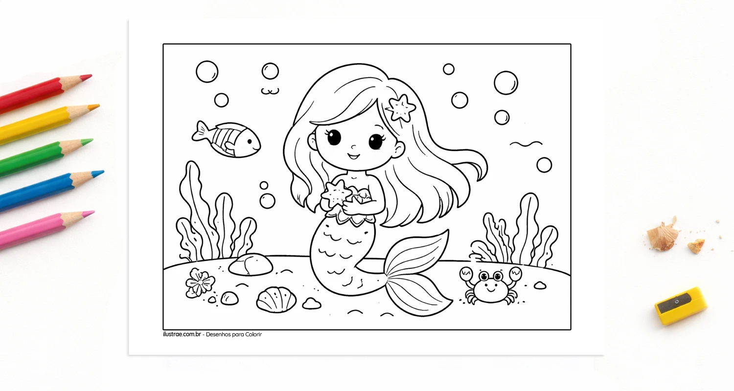 desenho de sereia para colorir